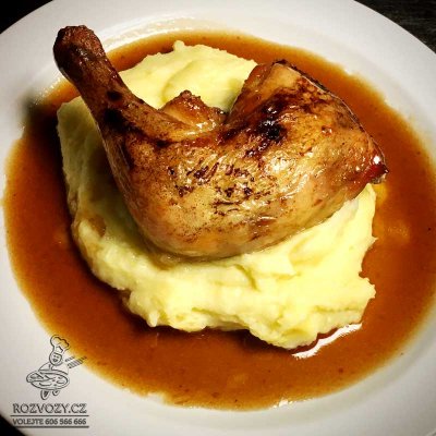 Pečené kuře na medu, bramborová kaše
