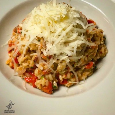 Risotto maiale con peperoni