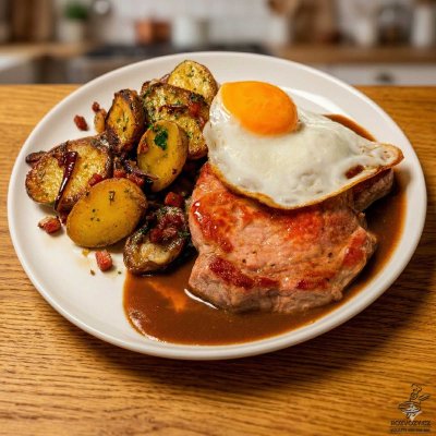 Grilovaná PŘEŠTICKÁ krkovička, sázené vejce