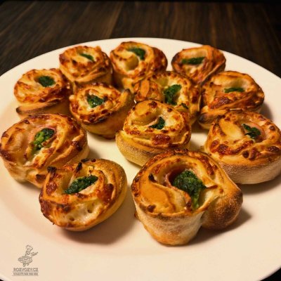 Pizza šneci ŠPENÁTOVO-SLANINOVÉ